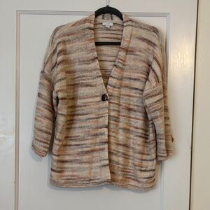 J. Jill/Pure Jill Cream and Brown Striped Cardigan